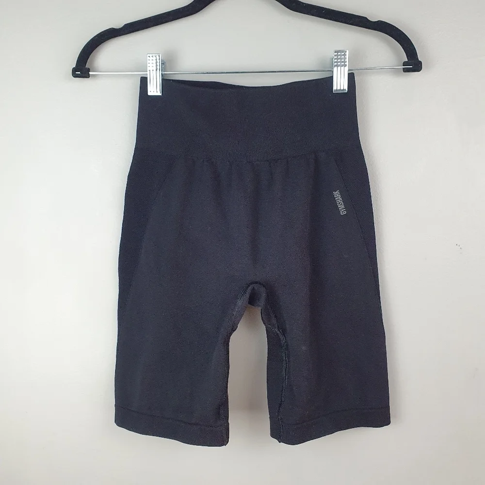 GYMSHARK 8 Inch Bike Shorts‎ High Waist Butt Contour Black Women's Size S